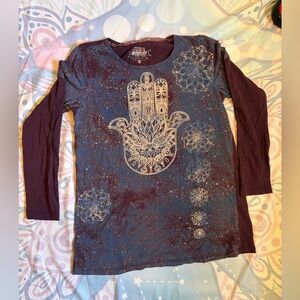 Hamsa Print 3/4 Sleeve Tee